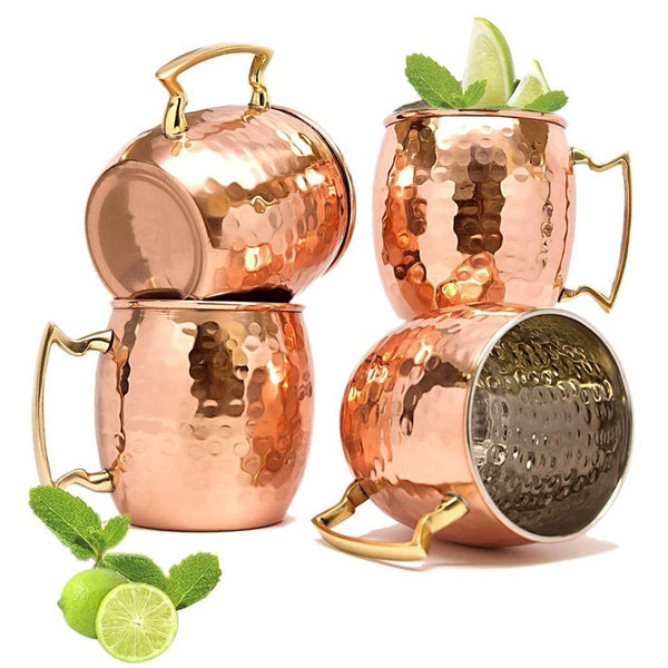 Skorter | 4-Pack: Hammered Copper Plated Moscow Mule Mugs