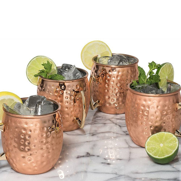 Skorter | 4-Pack: Hammered Copper Plated Moscow Mule Mugs