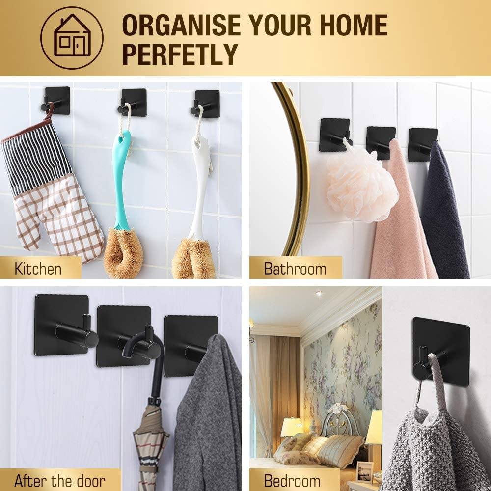 Skorter | 4-Pack: Heavy Duty Durable 304 Stainless Steel Wall Hooks