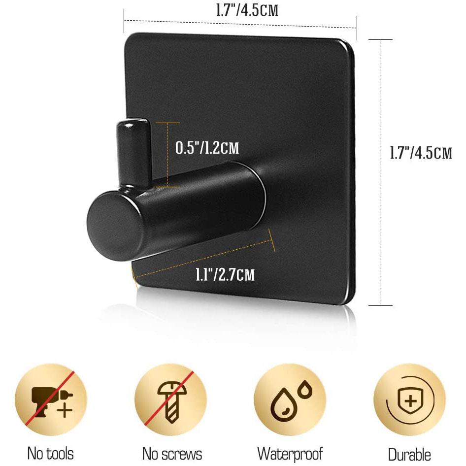 Skorter | 4-Pack: Heavy Duty Durable 304 Stainless Steel Wall Hooks