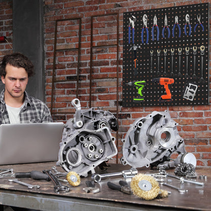 Skorter | 4-Pack: Metal Black Pegboard Wall Organizer with 1" Spacing 1/4" Holes