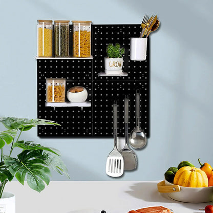 Skorter | 4-Pack: Metal Black Pegboard Wall Organizer with 1" Spacing 1/4" Holes