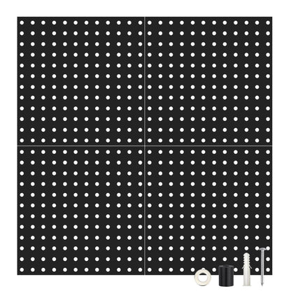 Skorter | 4-Pack: Metal Black Pegboard Wall Organizer with 1" Spacing 1/4" Holes