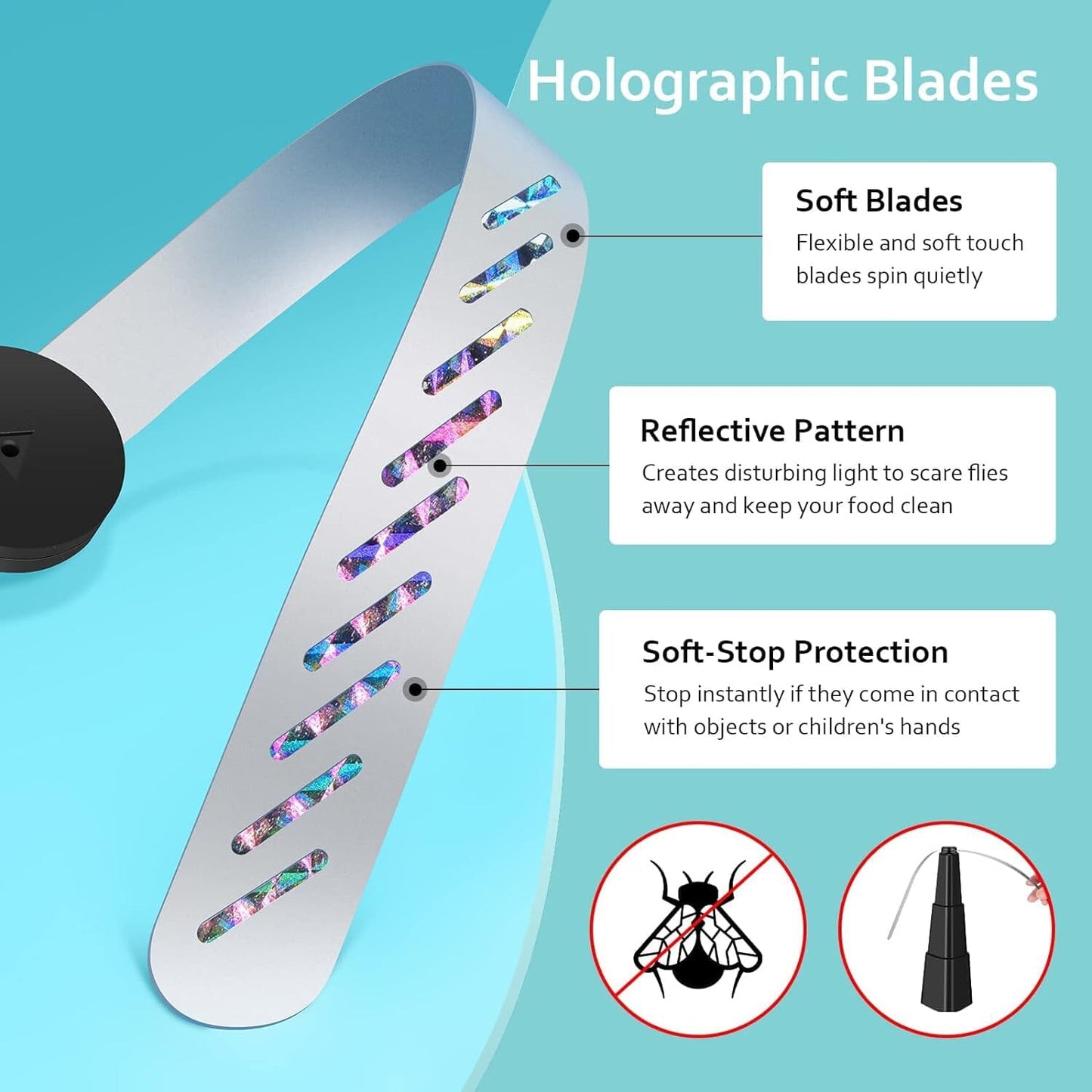 Skorter | 4-Pack: Portable Table Air Fan Fly Spinner with Holographic Blades