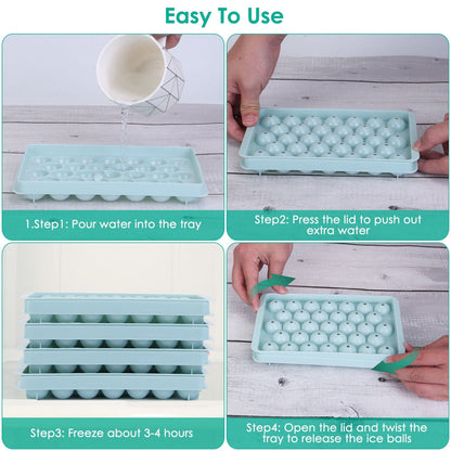 Skorter | 4-Pack: Small Ice Cube Maker Mold with Lid Box