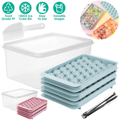 Skorter | 4-Pack: Small Ice Cube Maker Mold with Lid Box