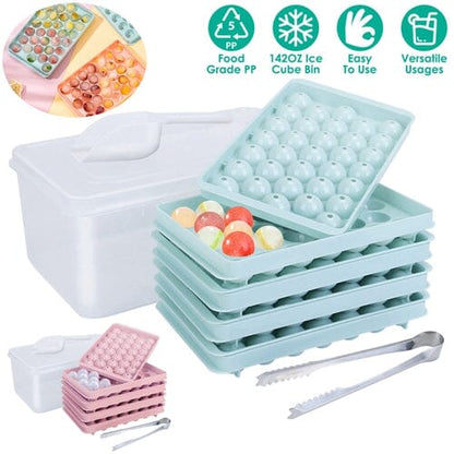 Skorter | 4-Pack: Small Ice Cube Maker Mold with Lid Box