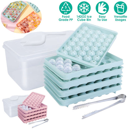 Skorter | 4-Pack: Small Ice Cube Maker Mold with Lid Box