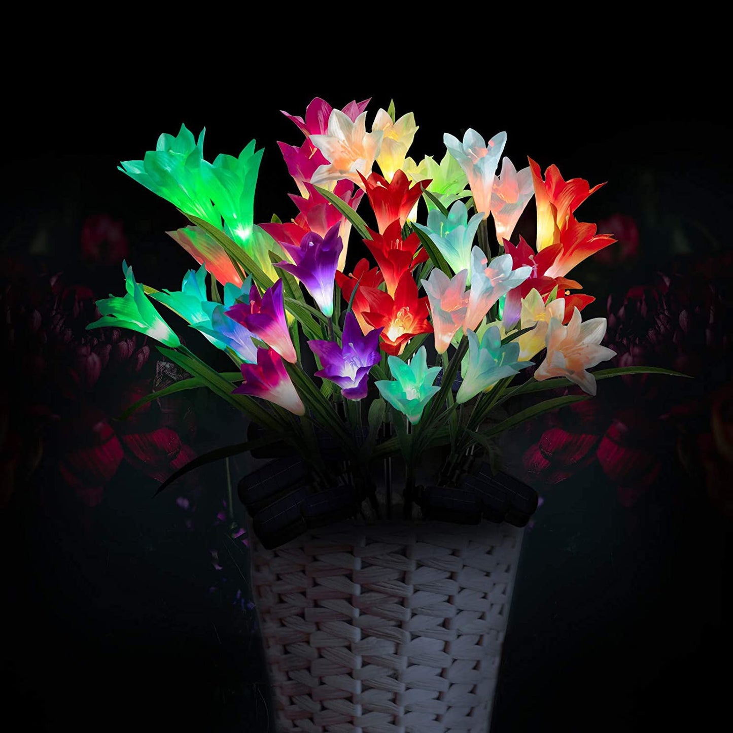 Skorter | 4-pack: Solar garden lights with color change and 16 larger lily flowers