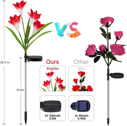 Skorter | 4-pack: Solar garden lights with color change and 16 larger lily flowers