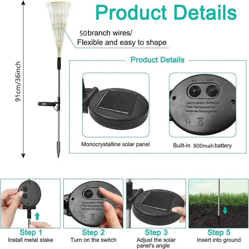 Skorter | 4-Pack: Solar Lights Outdoor, Warm White Garden Lights