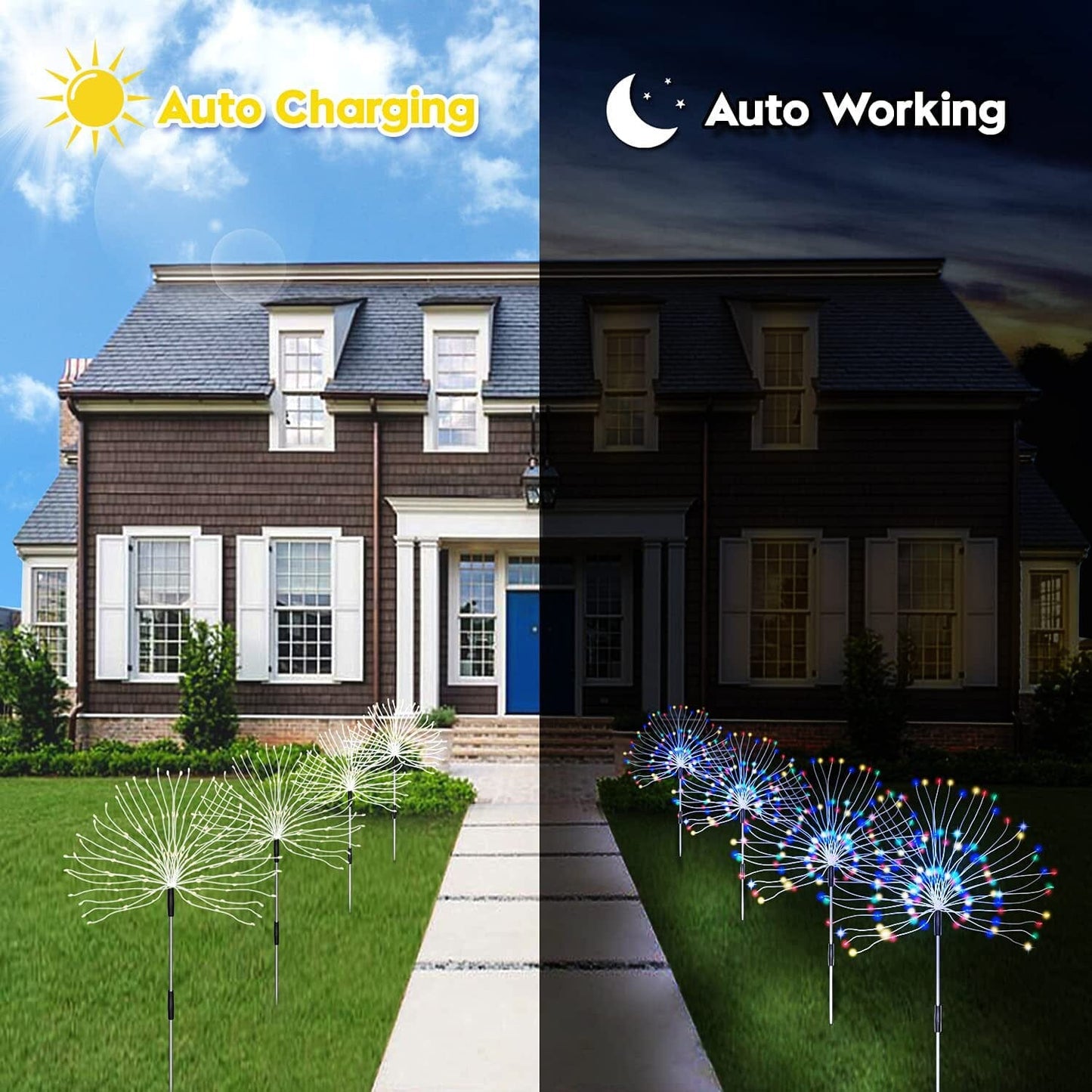 Skorter | 4-Pack: Solar Lights Outdoor, Warm White Garden Lights