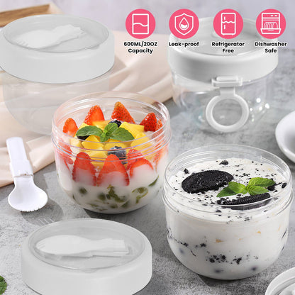 Skorter | 4-piece: 20 oz oat containers with lids and collapsible spoons