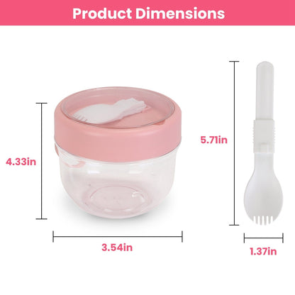 Skorter | 4-piece: 20 oz oatmeal containers with lids and foldable spoons