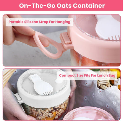 Skorter | 4-piece: 20 oz oat containers with lids and collapsible spoons