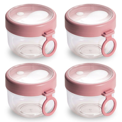 Skorter | 4-piece: 20 oz oatmeal containers with lids and foldable spoons