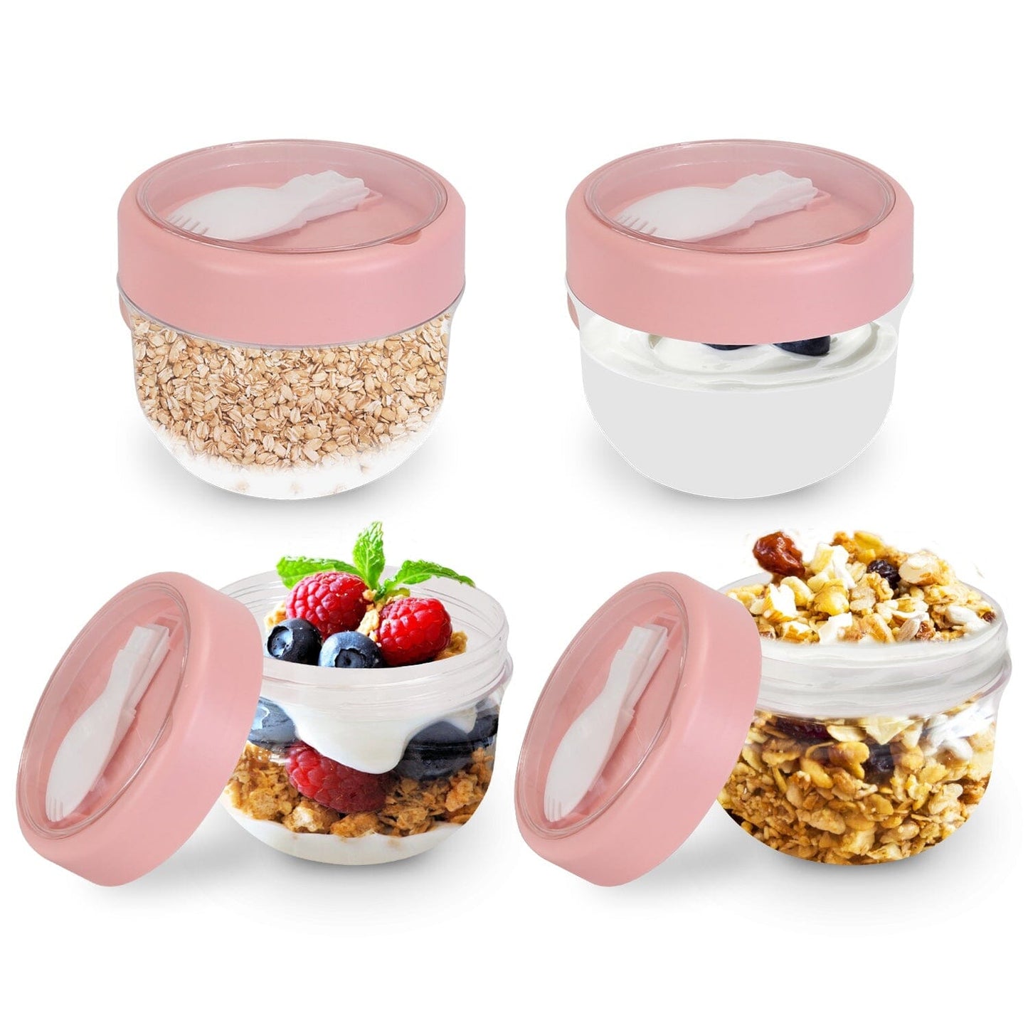 Skorter | 4-piece: 20 oz oat containers with lids and collapsible spoons