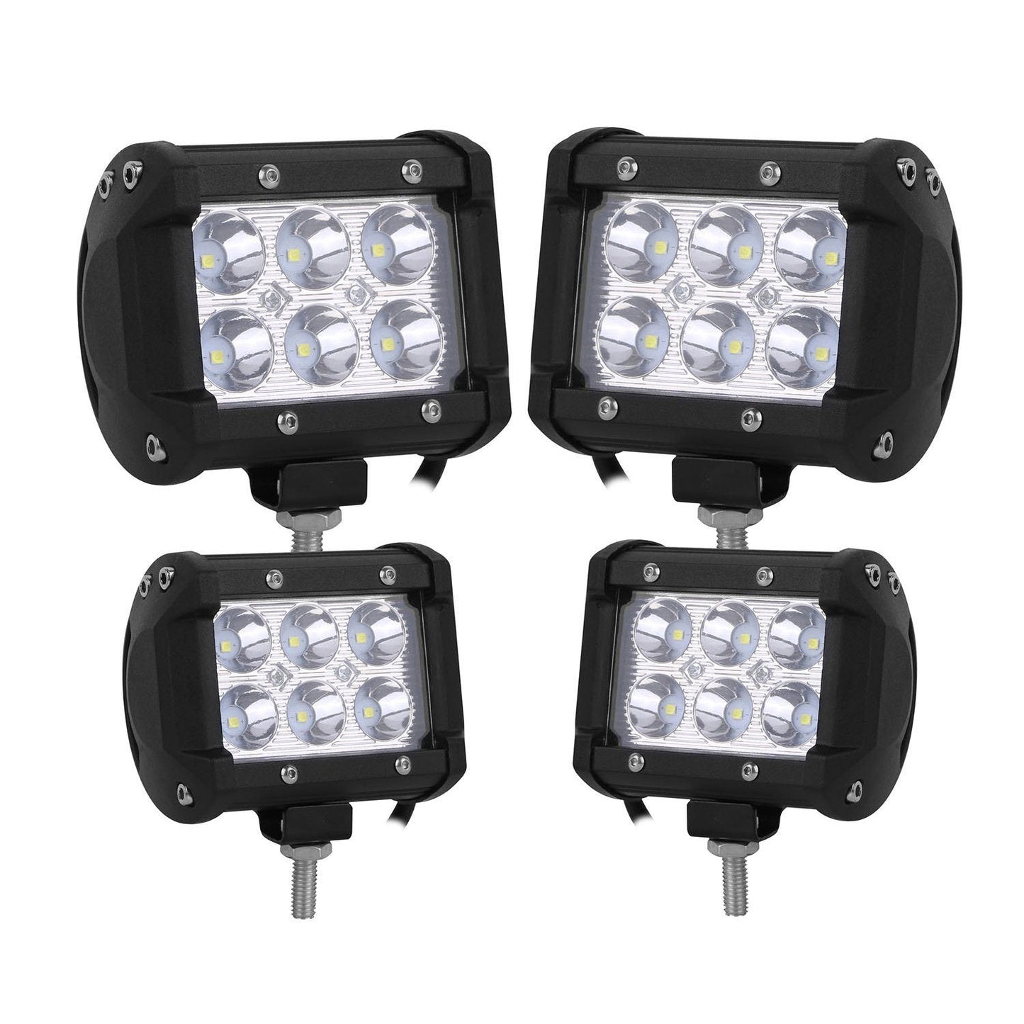 Skorter | 4-part: 4” 18W Double Row LED Spotlight Pod