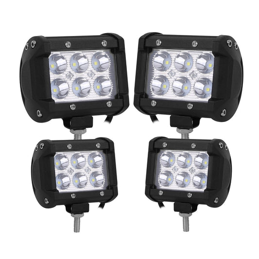 Skorter | 4-part: 4” 18W Double Row LED Spotlight Pod