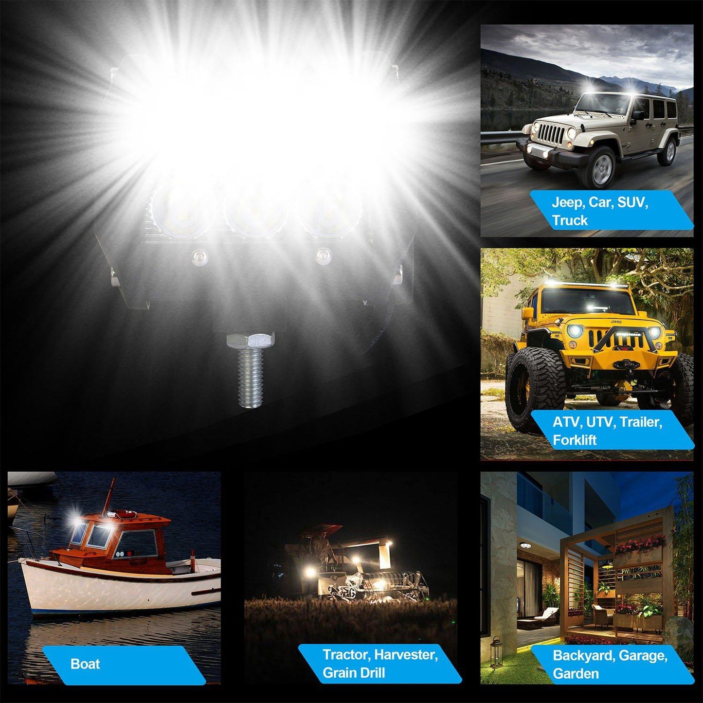 Skorter | 4-part: 4” 18W Double Row LED Spotlight Pod
