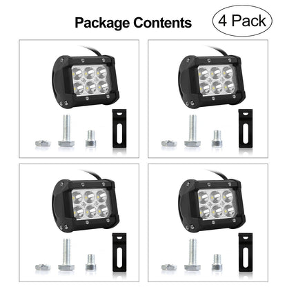 Skorter | 4-part: 4” 18W Double Row LED Spotlight Pod