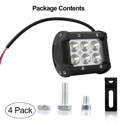 Skorter | 4-part: 4” 18W Double Row LED Spotlight Pod