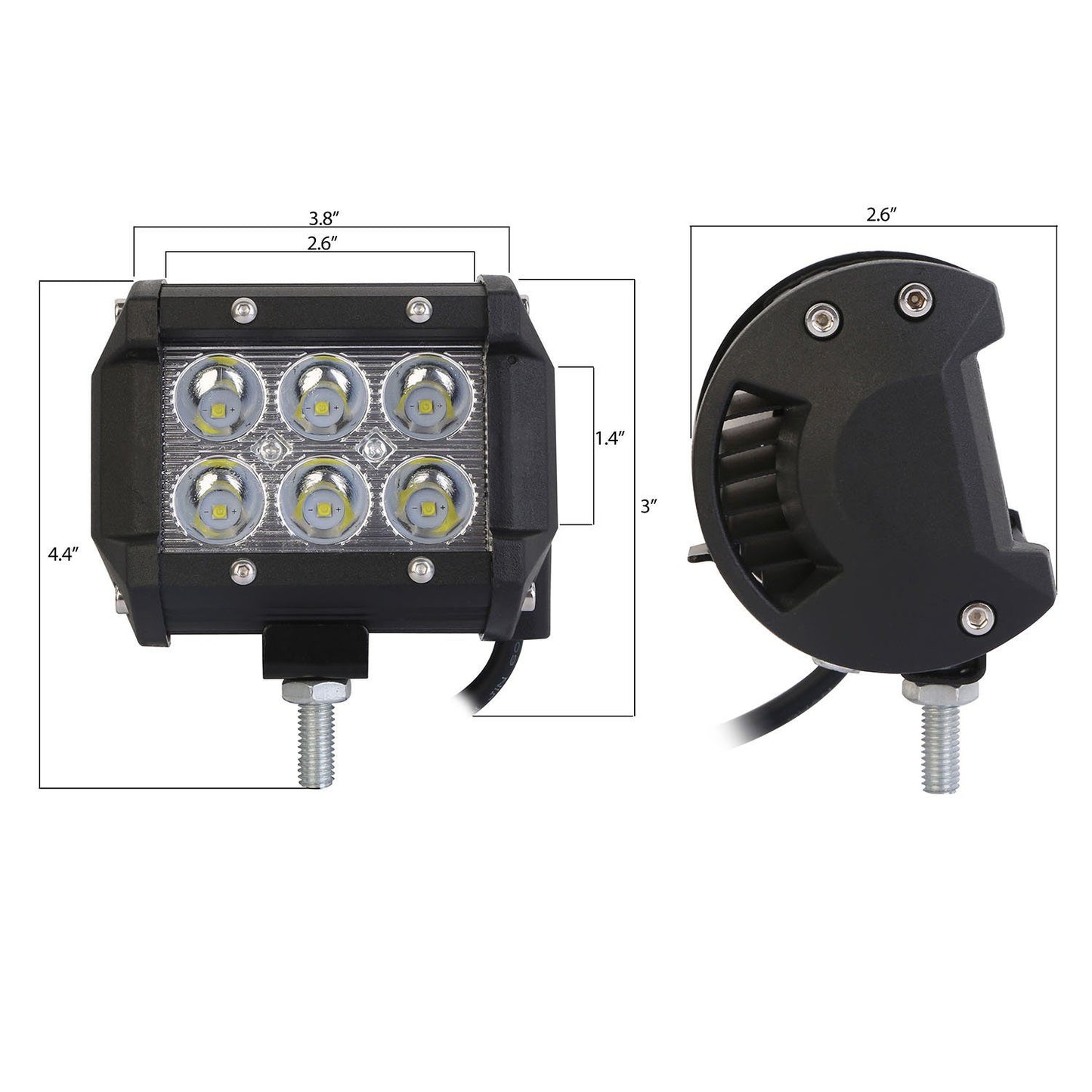 Skorter | 4-part: 4” 18W Double Row LED Spotlight Pod