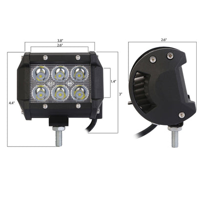 Skorter | 4-part: 4” 18W Double Row LED Spotlight Pod