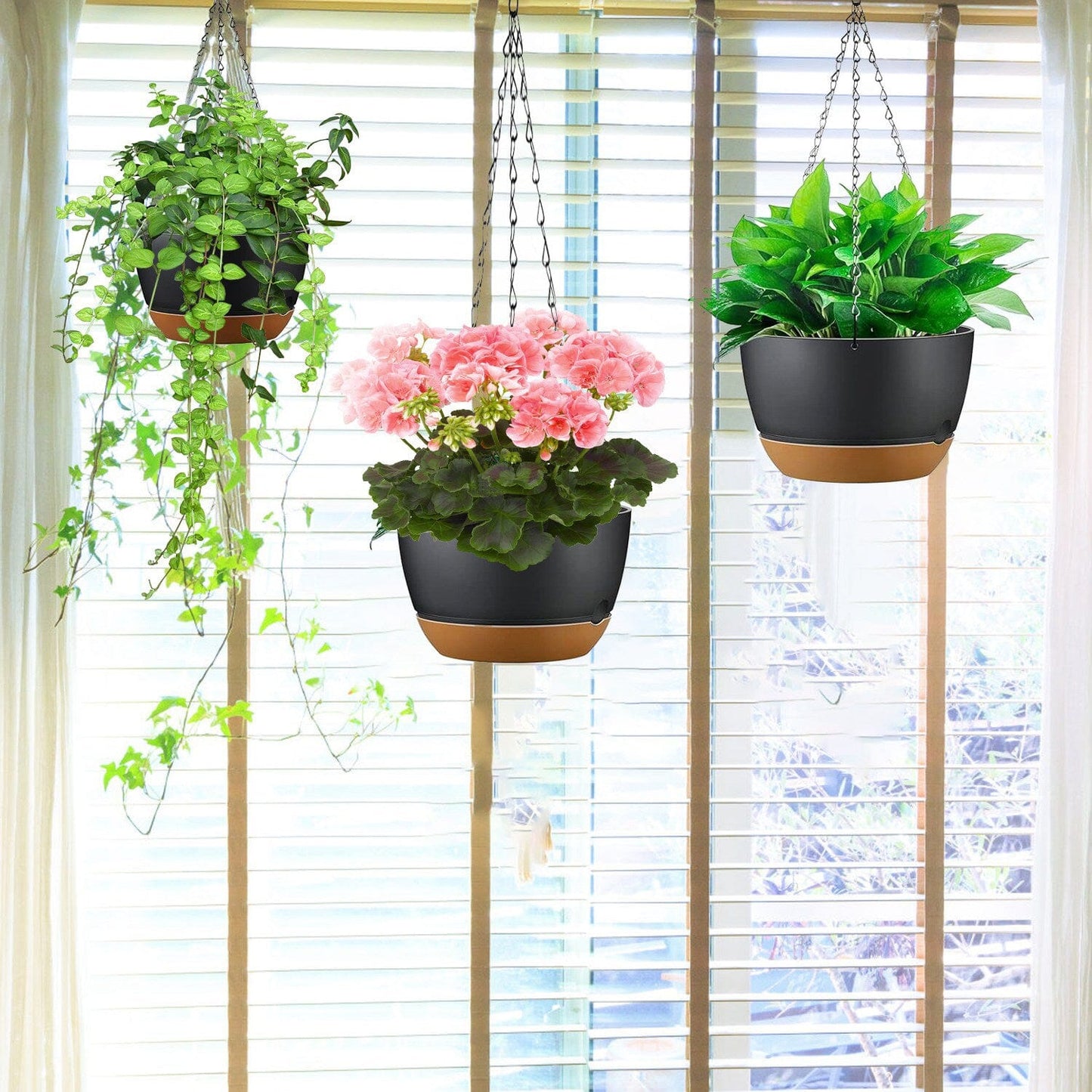 Skorter | 4-part: 9.64" diameter hanging planter box with drainage holes