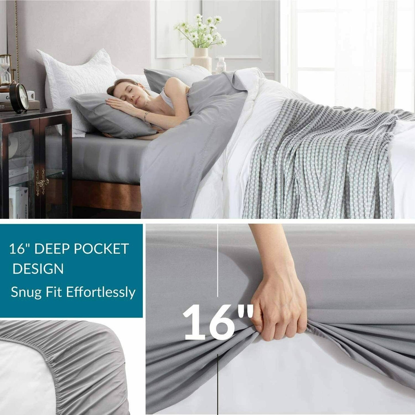Skorter | 4-Piece: Bibb Home 300tc Bamboo Viscose Bedding Set