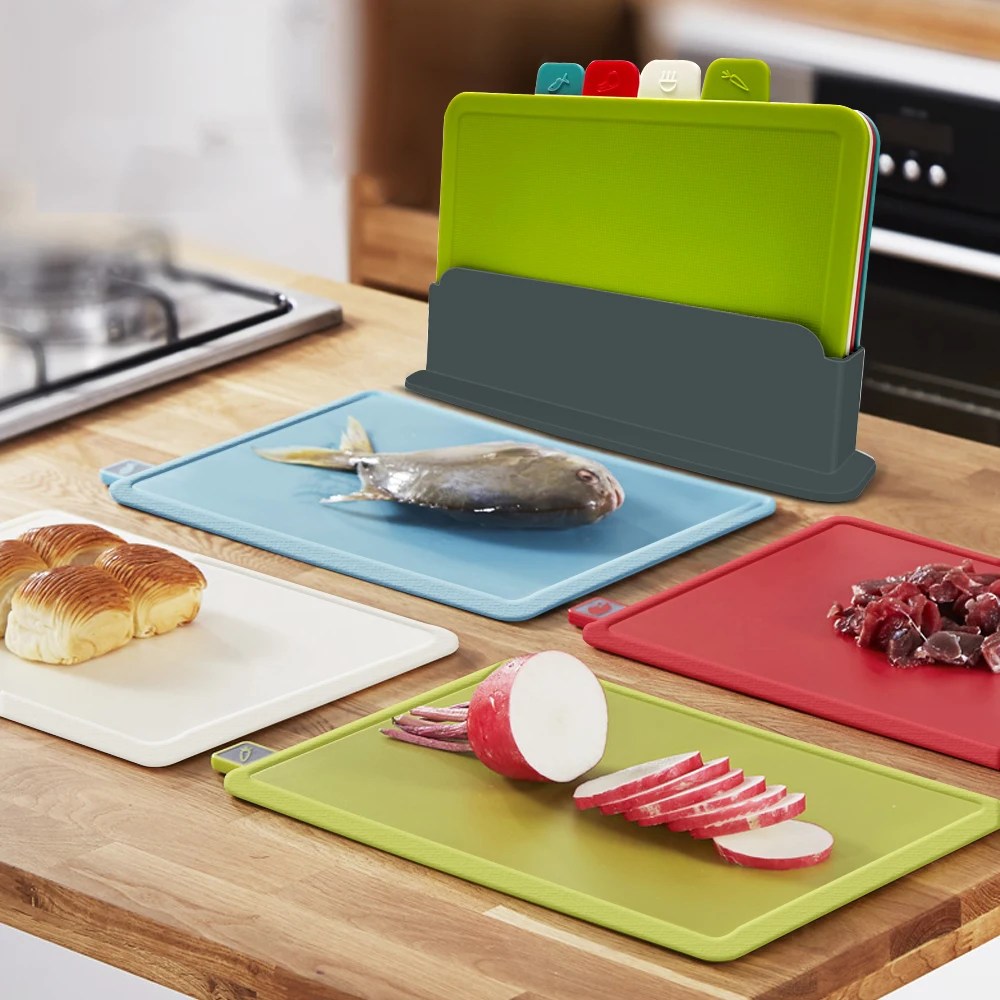Skorter | 4-Piece Chopping Board Set with Holder - PrepTidy