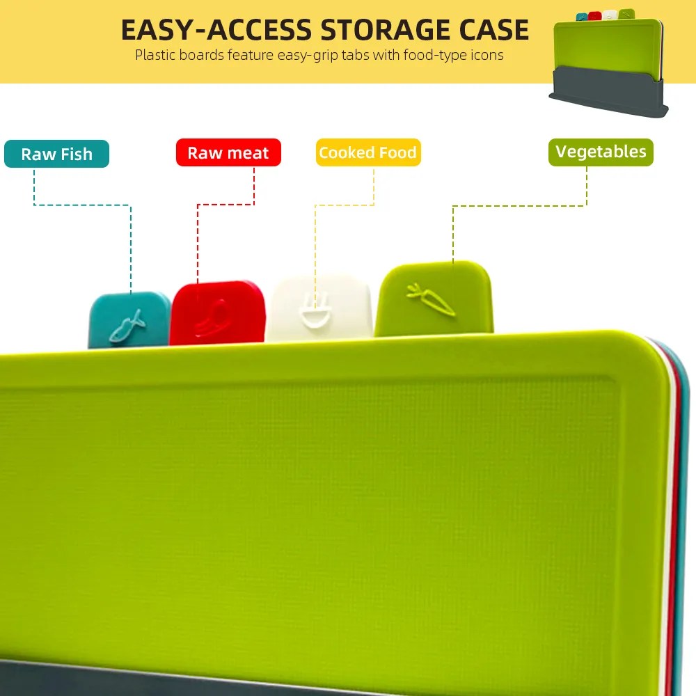 Skorter | 4-Piece Chopping Board Set with Holder - PrepTidy