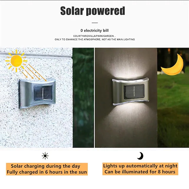 Skorter | 4-piece: Solar Outdoor 6 LED Waterproof Wall Lights