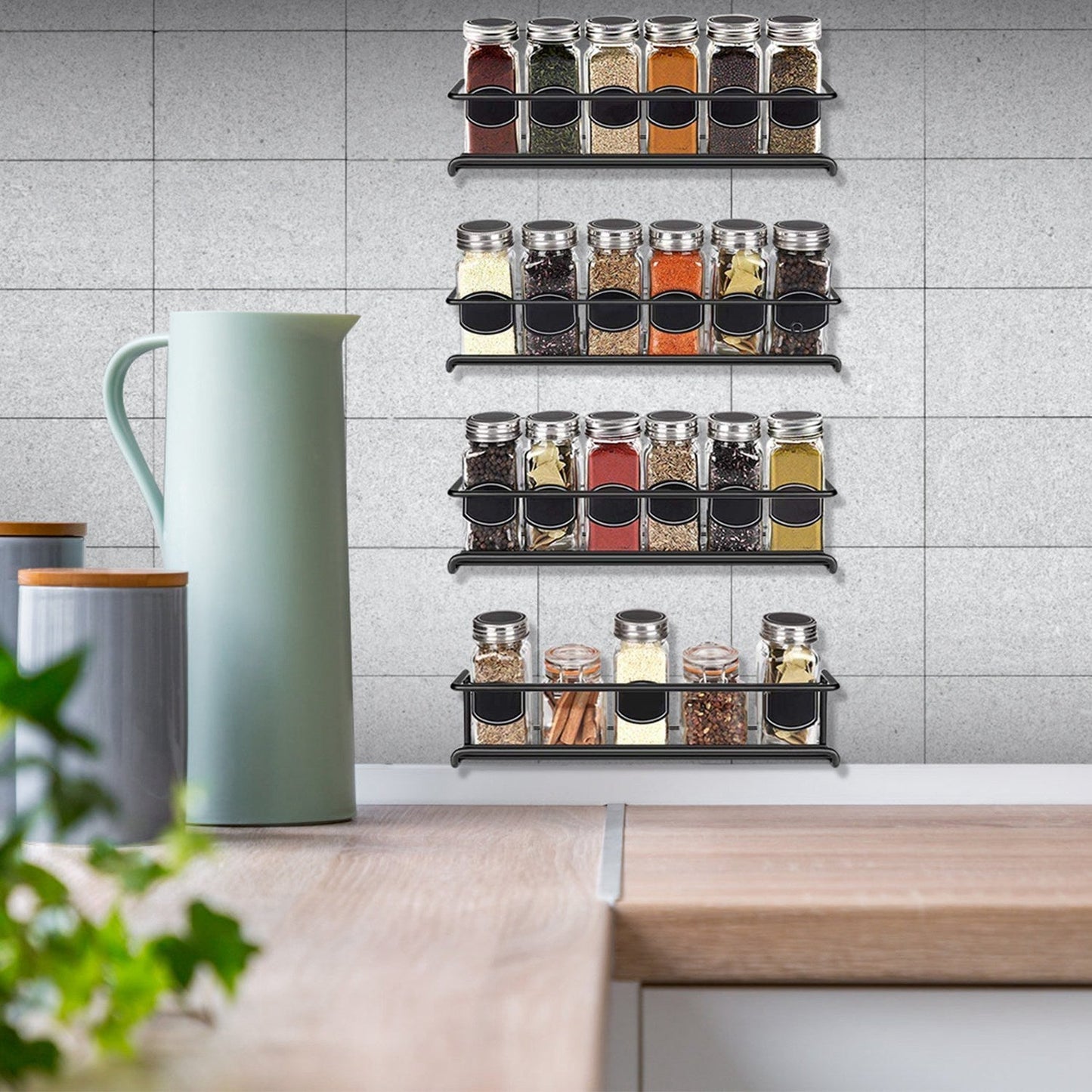 Skorter | 4-piece: Wall-mounted spice racks