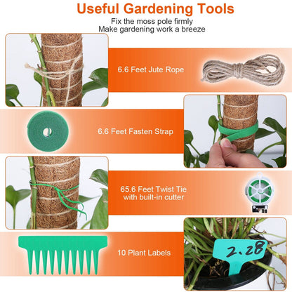 Skorter | 4-Pieces: Coco Coir Expandable Moss Pole for Climbing Plants