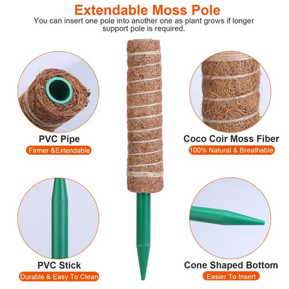 Skorter | 4-Pieces: Coco Coir Expandable Moss Pole for Climbing Plants