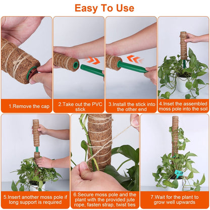 Skorter | 4-Pieces: Coco Coir Expandable Moss Pole for Climbing Plants