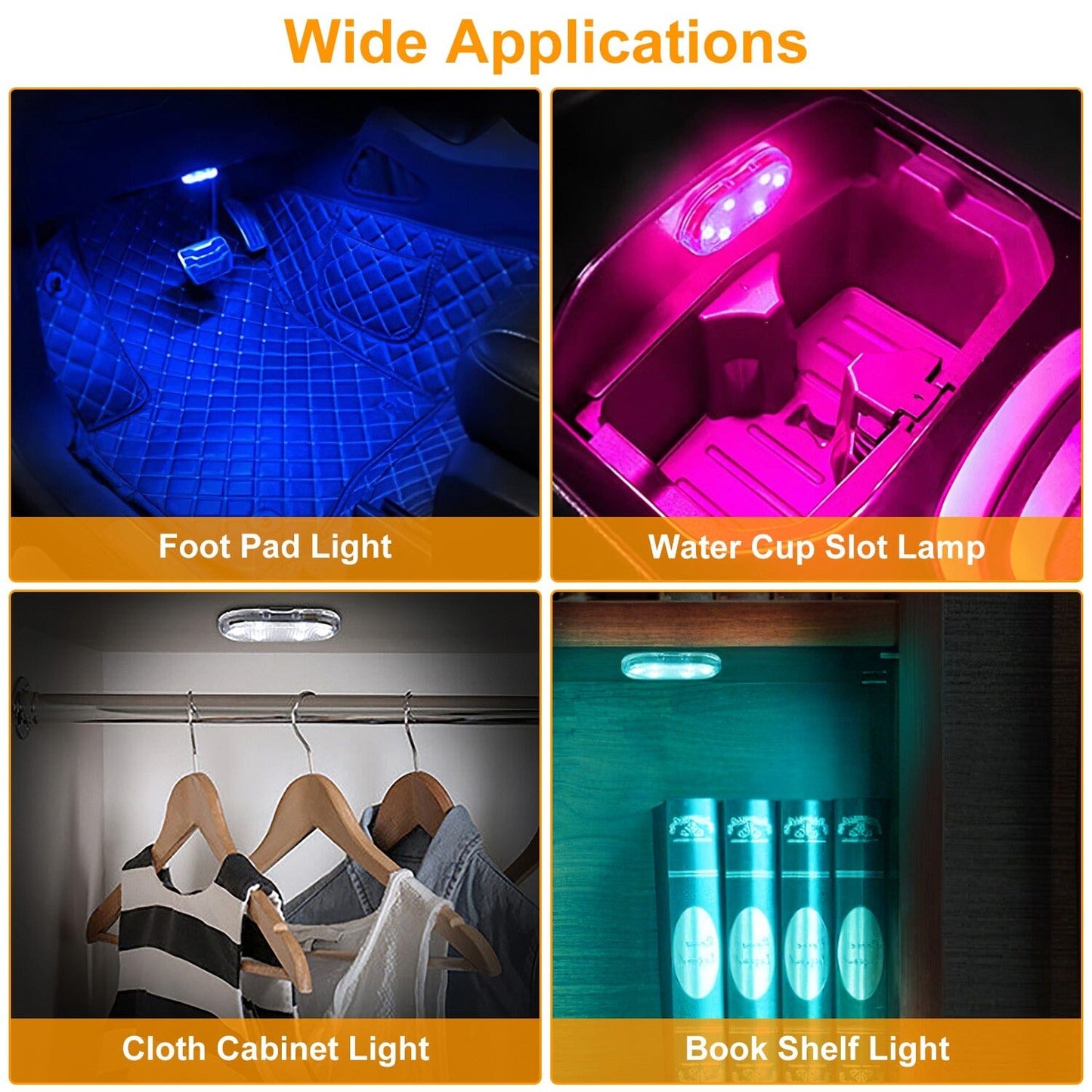 Skorter | 4-Piece: Wireless Car Interior Lighting USB Rechargeable