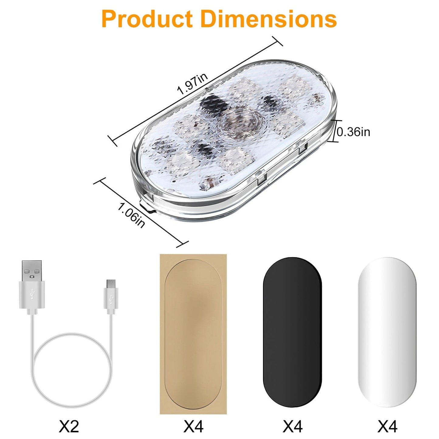 Skorter | 4-Piece: Wireless Car Interior Lighting USB Rechargeable