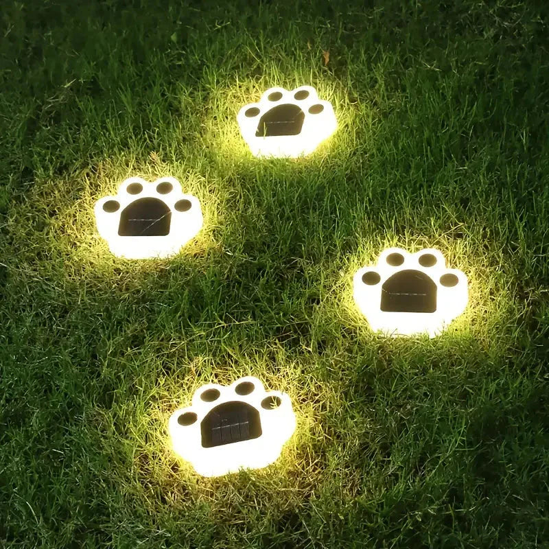 Skorter | 4 Pieces: Cute paw-shaped solar garden lights