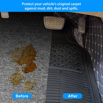 Skorter | 4-Piece: Heavy Duty PVC Rubber Car Mats with Cuttable Design