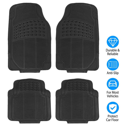 Skorter | 4-Piece: Heavy Duty PVC Rubber Car Mats with Cuttable Design