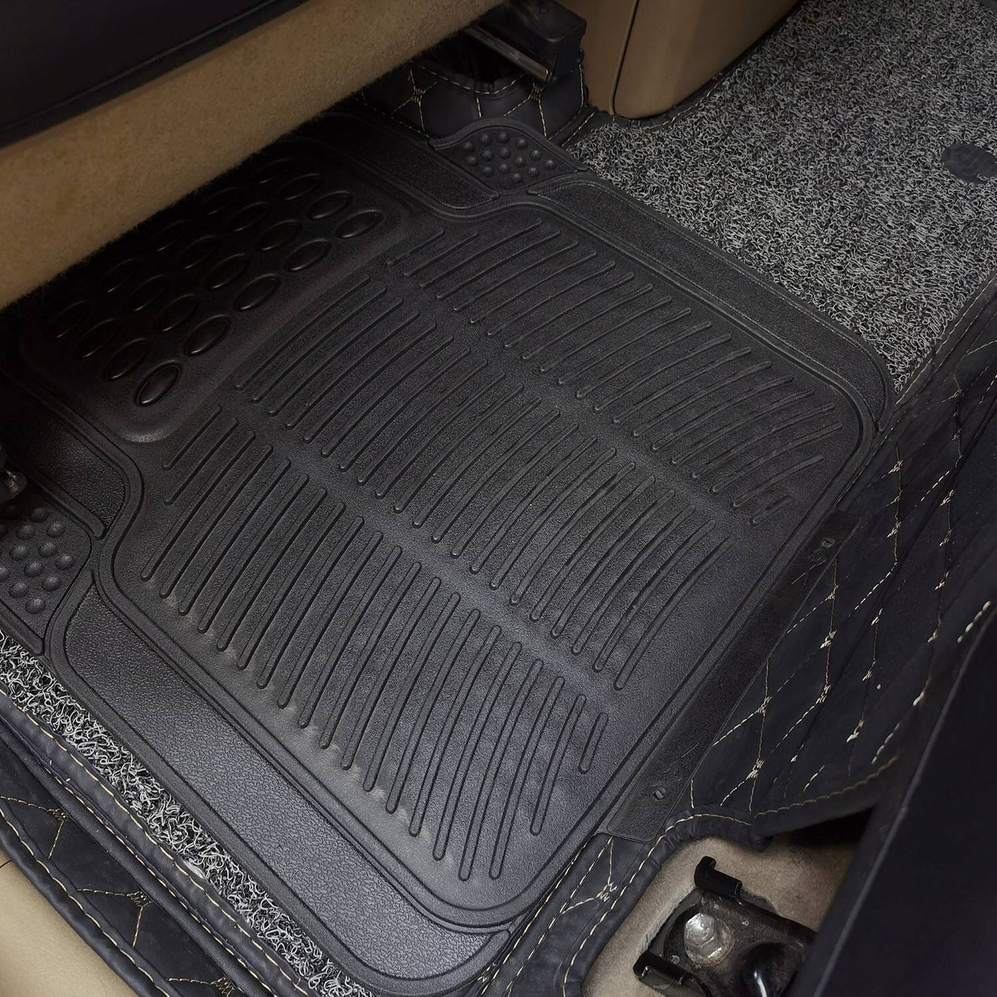 Skorter | 4-Piece: Heavy Duty PVC Rubber Car Mats with Cuttable Design