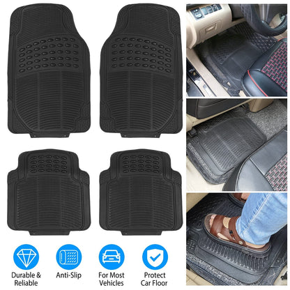Skorter | 4-Piece: Heavy Duty PVC Rubber Car Mats with Cuttable Design