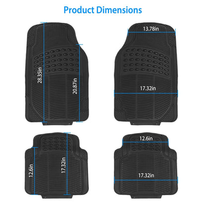 Skorter | 4-Piece: Heavy Duty PVC Rubber Car Mats with Cuttable Design
