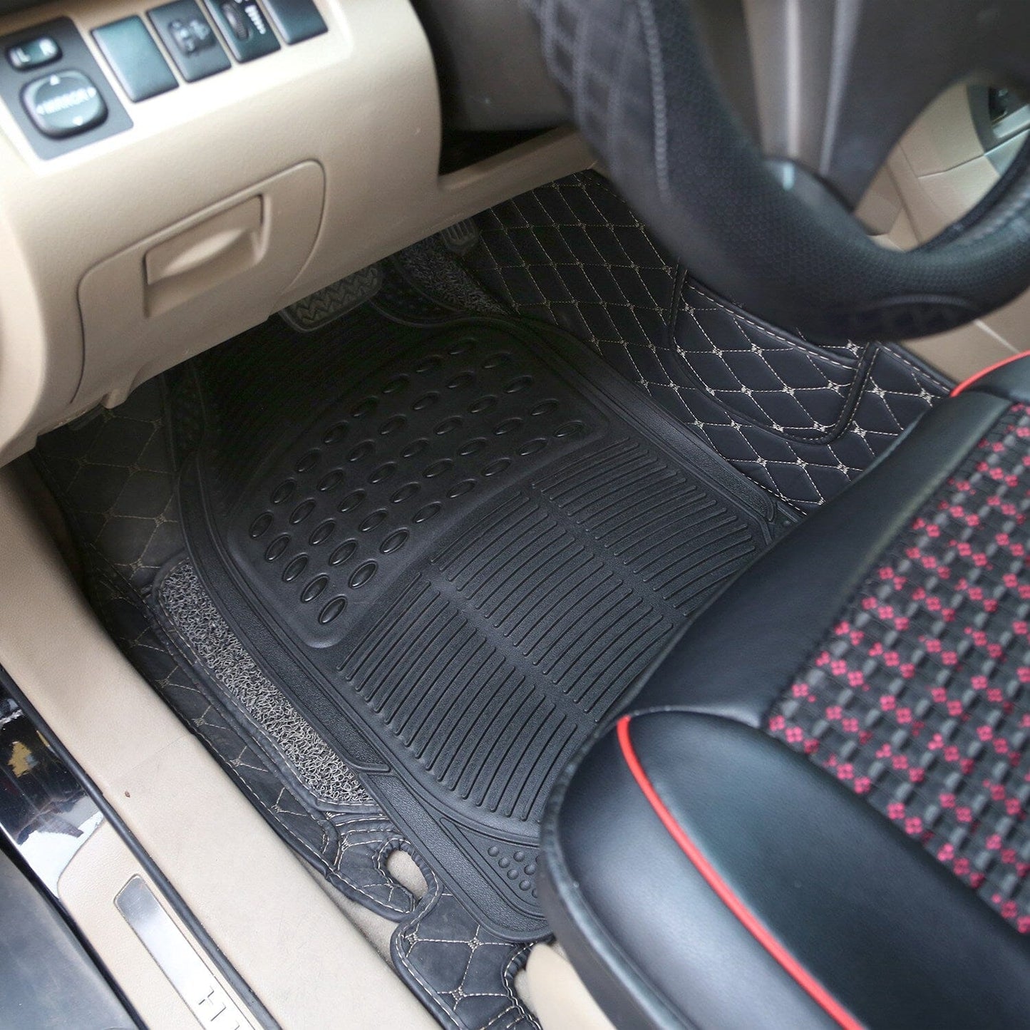 Skorter | 4-Piece: Heavy Duty PVC Rubber Car Mats with Cuttable Design