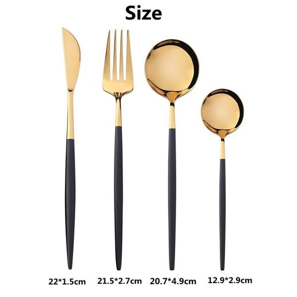 Skorter | 4 pieces: Mirror polished Dinner service Stainless Steel Cutlery Set Flat Service