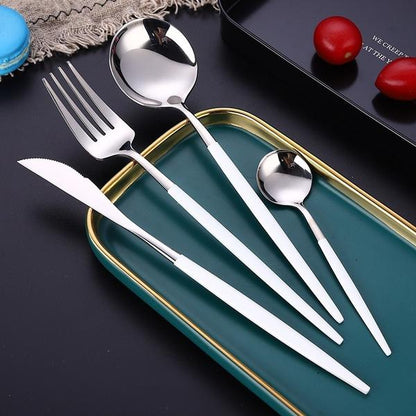 Skorter | 4 pieces: Mirror polished Dinner service Stainless Steel Cutlery Set Flat Service