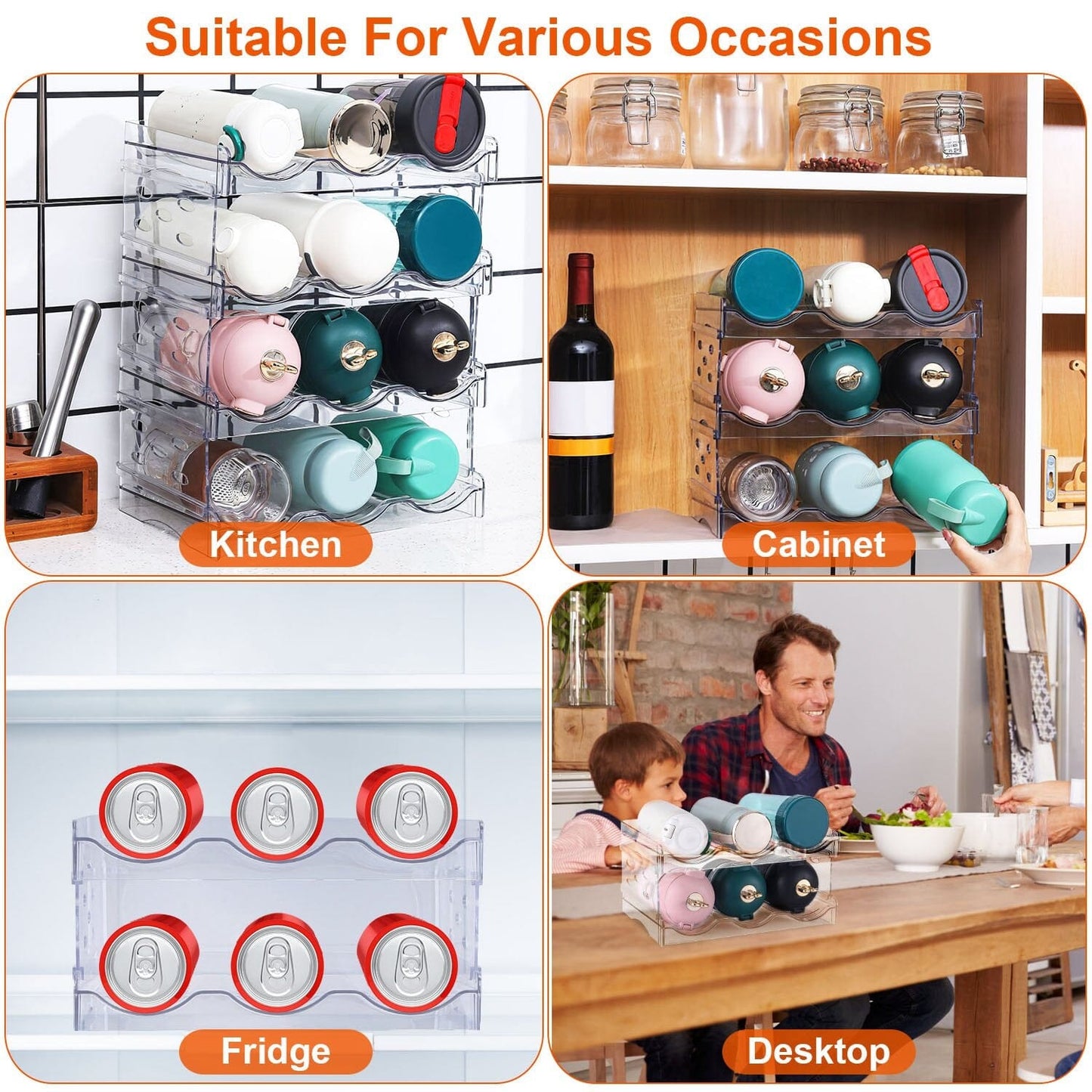 Skorter | 4-layer bottle storage 12 bottles transparent stackable Organizer holder shelf