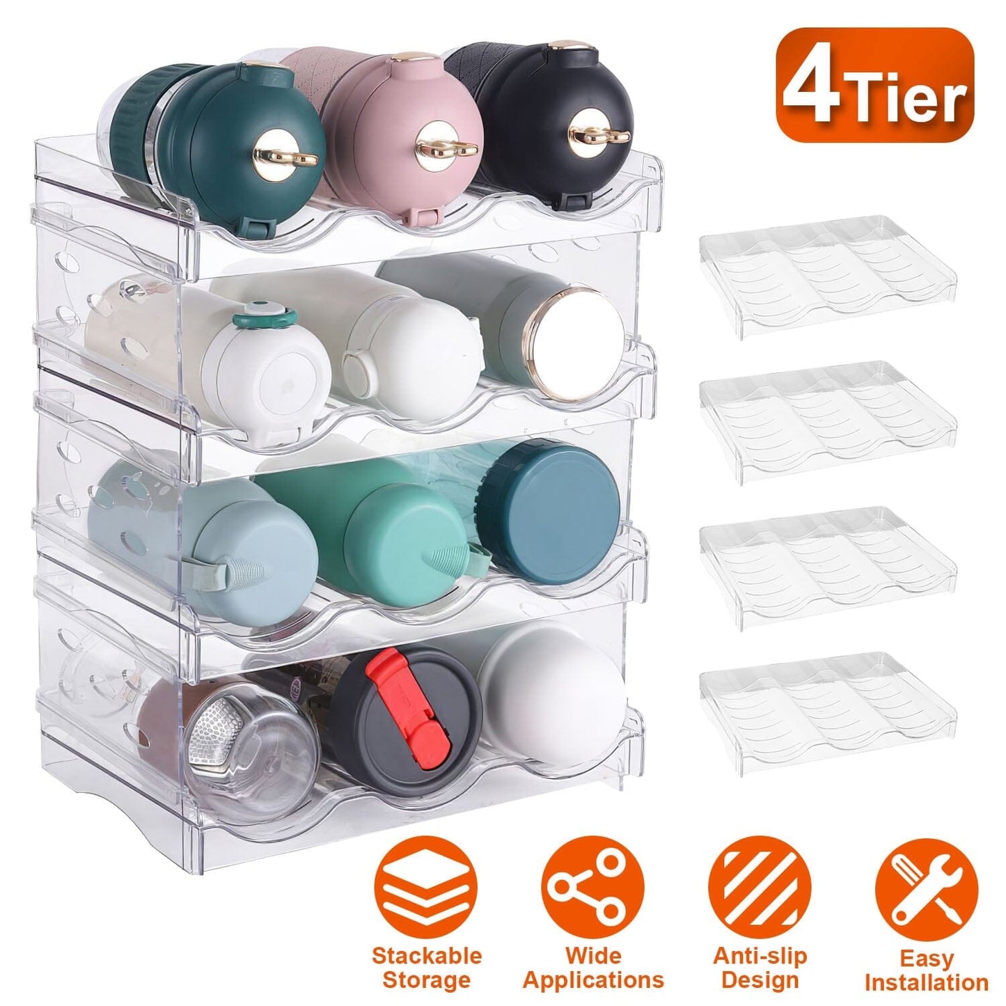 Skorter | 4-layer bottle storage 12 bottles transparent stackable Organizer holder shelf